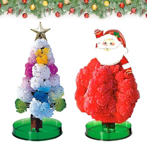 Mini sapin de Noël en cristal à faire soi-même, petit arbre de Noël magique en papier pour la décoration, sapin de Noël artificiel, kits scientifiques et jouets, instructions d'apprentissage pour
