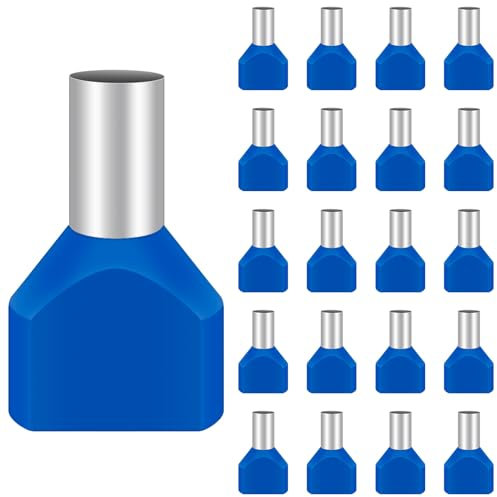 50 Stück Twin Aderendhülsen 16mm², Hanibos Aderendhülsen Set Isolierte Aderhülsen Kabelendhülsen für Drahtverbindung