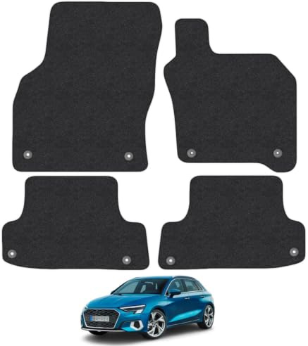 Audi A3 (2020+) [Mild Hybrid] Carpet Car Mats | Black Edge Trim Tailored Fit Floor Mats Full Coverage Protection Accessories Easy Clean Anti Slip Made in the UK