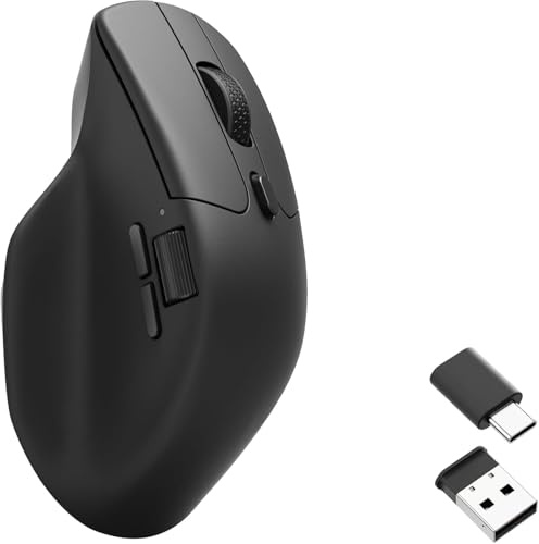 Keychron M6 1K Wireless Bluetooth 5.1/2.4 GHz/Wired Mouse Ottico, Leggero 78g Programmabile PixArt 3395 Sensore fino a 26.000 DPI/650 IPS per Windows Mac Linux - Nero