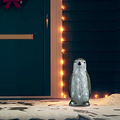 Weihnachtsfigur Pinguin Acryl Indoor und Outdoor, TANZEM Weihnachtsdeko, Beleuchtet Aussen, Outdoor Weihnachtsdeko, Wheinachtsdecko, 30 cm