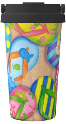 Jaywis Tlater Travel Mug,Beach Print Tlater Travel Mug,Handheld Insulated Coffee Mug,Leakproof Lid Stainless Steel,Insulated Coffee Cup with Leakproof Lids Reusable Coffee Cups Travel Car Coffee Mug