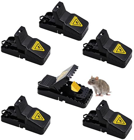 Pecewlos Mausefalle, 6er Set Profi Mäusefalle Schlagfalle Rattenfalle, Wiederverwendbar Mouse Trap Profi in Haus und Garten (11.2 * 4.8 * 5.6cm)