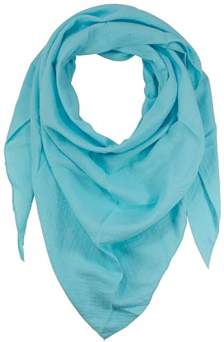 fashionchimp BASIC-Dreieckstuch in Uni-Farben aus 100% Baumwolle, Dreieck Musselin-Schal, leichtes Tuch für Damen und Herren (Soft-Türkis)