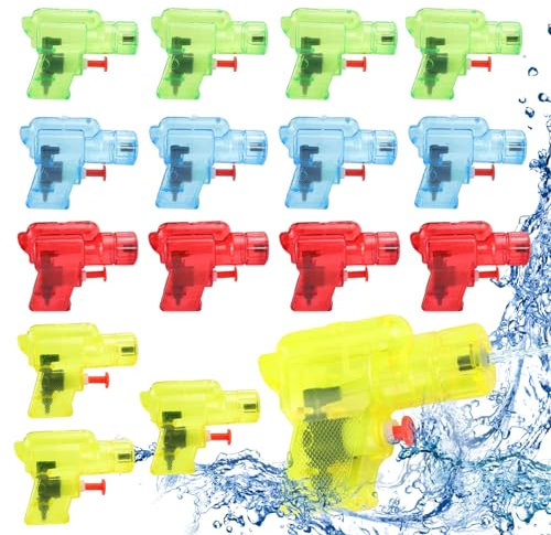 Wasserpistole Kinder 16 Stück, Fosoloni Klein Spritzpistolen Reichweite 7 Meter，Kleine Wasserpistolen Spielzeuge, Wasserpistole Kinder für Sommer Garten Pool Strand Party Mitgebsel(Stil-A)