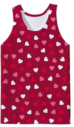 Chaleco para hombre con impresión digital 3D, personalidad amorosa, cuello redondo, deporte holgado, camiseta sin mangas, camiseta sin mangas para hombre, Vino, XL