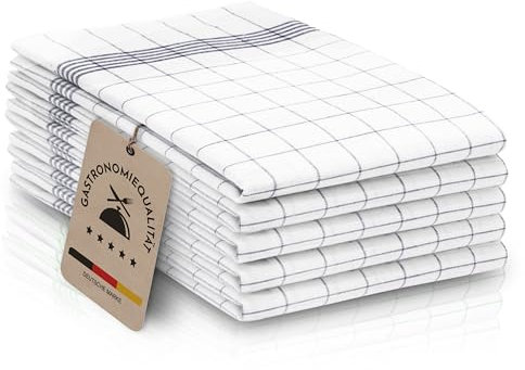 ZOLLNER Set de 5 torchons de Cuisine 100% Coton, 50x70 cm, Gris.