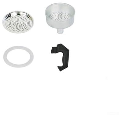 Espresso Coffee Moka Pot Spare Parts Kit, Handle, Gasket Seal, Funnel, Filter (1 Cup)