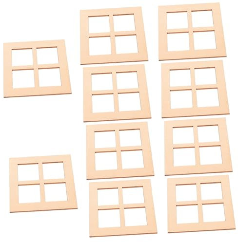 FUNOMOCYA 10stücke Miniatur Fensterrahmen Teiliges Holzmodell Für Puppenhaus-Dekoration Tiny Window Decor Für Kreatives Und Sandkasten Landschaftsgestaltung Leichtgewichtige Holzornamente