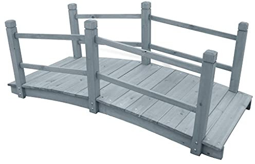 Rasen & Garten, Outdoor Wohnen, Außenstrukturen, Gartenbrücken, Gartenbrücke, Grau, 140x60x56 cm, Massivholz