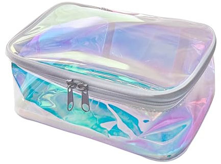 TotePrint Regenbogen Make-up-Tasche PVC große Kapazität transparente Aufbewahrung Tasche Waschbeutel tragbare Reißverschluss wasserdichte Kosmetik Geschenktasche Frau (437)