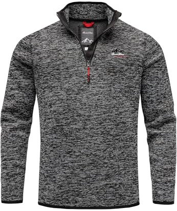 Amaci&Sons Herren Troyer Strickfleece Sweatjacke Männer Pullover Sweatshirt Fleecejacke 4080 Schwarz M
