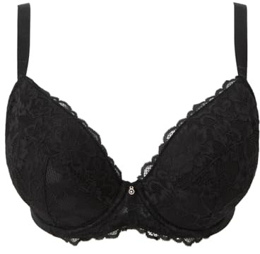 Ann Summers Valentines Sexy Lace Padded Plunge Bra, Fuller Bust DD+, A-G Cup, Curve-Enhancing Womens Underwear with Padded Cups & Underwire, Removable Mini Pads for Smaller Sizes, Adjustable Straps