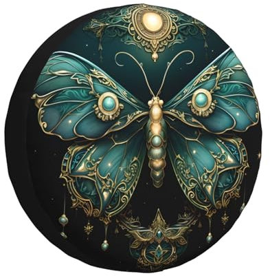 Mexpekil Ersatzradabdeckung Retro Schmetterling Kunst Malerei Auto Ersatzradabdeckung 16 Zoll Wasserdicht Radkappen für Rv Jeep SUV Wohnmobil Fahrzeuge Reifenschutz Staubdicht