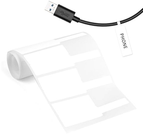 60 Pieces Self-Adhesive Blank Cable Labels, Reusable Wire Labels Cable Write On Identification Tags White Cord Tags Wire Markers for Organizing Electronics Computers Cord Management