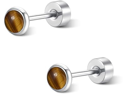 FACOKO Hypoallergene Ohrstecker für Damen Ohrringe aus Naturstein & Titan Unisex-Schmuck In verschiedenen Ausführungen erhältlich