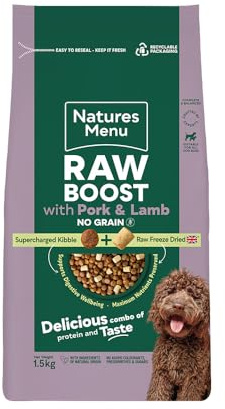 Natures Menu Raw boost No Grain Dry Food for Dogs with Pork and Lamb - 1,5kg