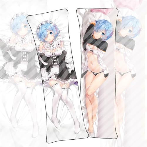 Anime Körperkissen Re:Zero Rem Körperkissen Anime dakimakura Kurzes Plüschmaterial Lebensgroßer Kissenbezug-Rem-b,50x160cm-shortplush