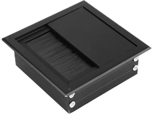 Durlo Pasacables rectangular de aleación de aluminio para escritorio, 80 x 80 mm, con cepillo, para pared, doble rectángulo