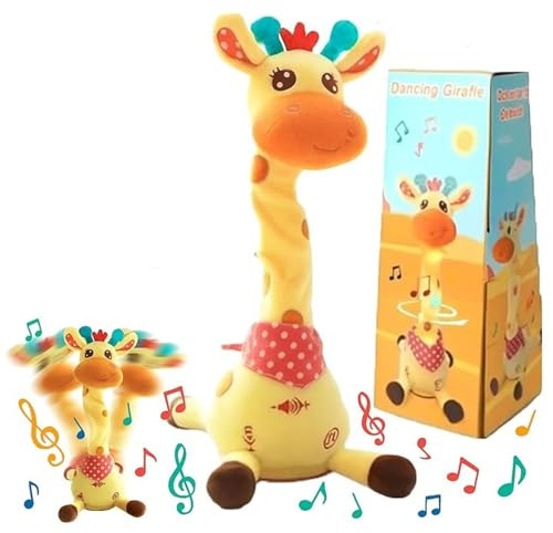Genérico Jirafa Musical De Peluche, Lindo Baile Interactivo Hablando Cantando Juguete de Jirafa, Peluche Musical Iluminado Que Repite Lo Que Dices (Versión Recargable)