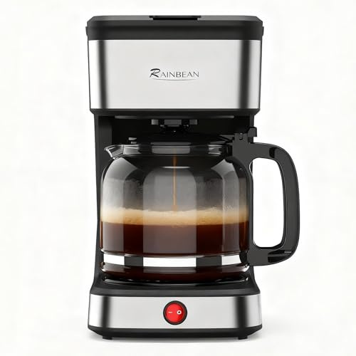 RAINBEAN 15-Cup Drip Coffee Maker,Home/Office Coffee Brewing Machine with Removable Filter,Glass Carafe and Heated Base,Black & Stainless Steel
