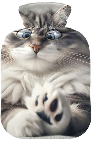 Wärmflasche mit Softcover, Handwärmer, lustiger Wärmflasche für Katzen, Fußwärmer, Schmerzlinderung, Größe S