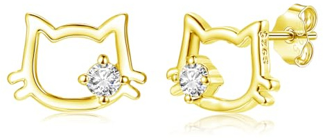 Estrellique 925 Sterling Silber Katze/Kirschblüte/Schmetterling Ohrstecker | Ohrstecker Silber 925 mit AAAAA Cubic Zirkonia, Hypoallergene Kleine Süße Ohrringe Silber 925 Geschenke für Damen Mädchen