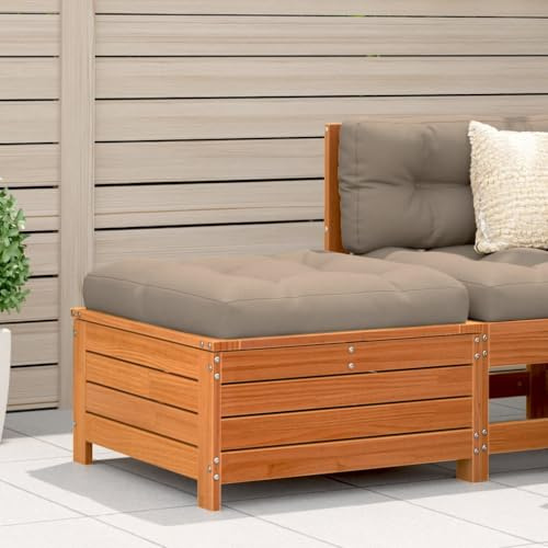 GFEROMRF Solid Wood Pine Garden Armchair with Backrest and Cushion, Wooden Garden Seating with Slatted Design, Modular Sofa for Patio and Terrace, Outdoor Armrest Sofa with Foldable Side