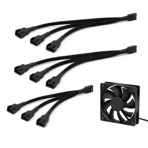 3 Cables Divisores PWM 1 a 3 para Ventiladores PC, Conector 4Pin a 3 x 4Pin, 27cm, Compatible con Ventiladores de 3 y 4 Pines