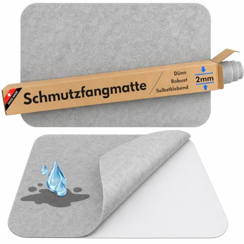Fußmatte Dünn 2mm, Selbstklebend - Schweizer Qualität - 48 x 70 cm Ultra dünne Fussmatte klebend, Türmatte, Klebeteppich klein, Extra dünner Türvorleger, Fußabstreifer, Teppich Matte super flach