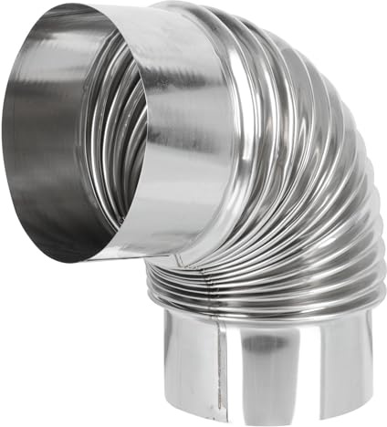 PERSELOSO Replacement Part Easy to Install for Fireplace Chimney and Garden Use Stainless Steel Metal Heating Stove Elbow Pipe with Flexible Air Exhaust Hose, Strong