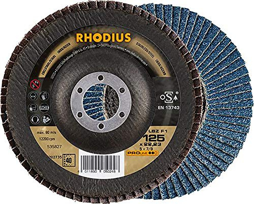 Rhodius 205584 Lamellenschleifscheibe LSZ F1 Durchmesser 125mm Innen-Ø 22.2mm Koernung 40 1St