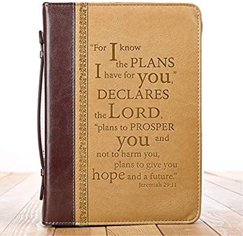 I Know the Plans Two-tone Brown Faux Leather Classic Bible Cover