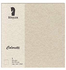 Rössler 220741957 - Coloretti Doppelkarten 157/314x157, hoch, Pergament, Saharabraun, 5 Stück