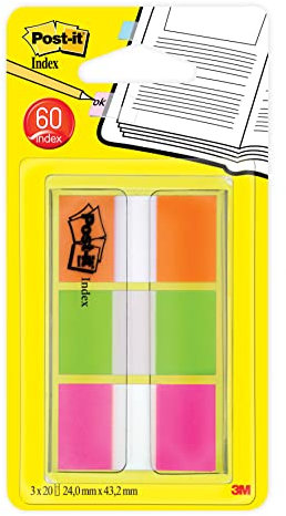 Post-It Segnapagina Post-it Index in Blister, Rosa/Verde/Arancione, Medium