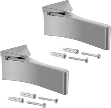 Gedotec Reggimensola di design - Mensola a muro in metallo - Anodizzato Argento | Staffa per mensola per carichi pesanti | MAFO | Spessore ripiano 6-30 mm | Supporto per ripiano | 2 Pezzi