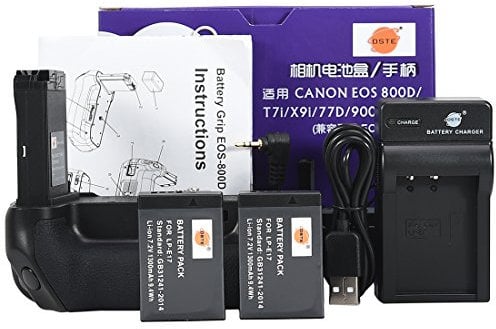 DSTE EOS-800D Battery Grip with 2x LP-E17 Battery and USB Charger for Canon EOS 800D T7i X9i 77D 9000D