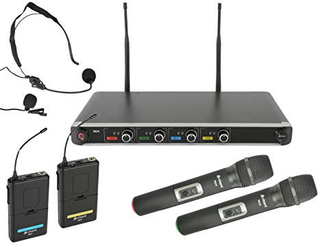 Chord | Quad Wireless Microphone System | 2 Handheld Microphones & 2 Beltpack Receivers