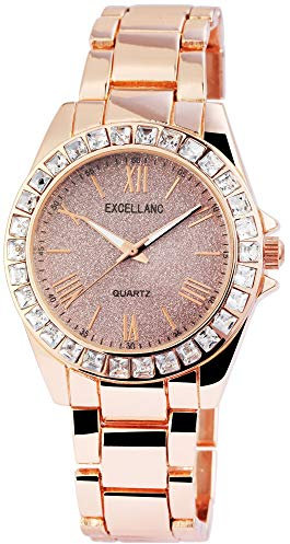 Excellanc Damen – Uhr Metall Gliederarmband Leuchtzeiger Analog Quarz 1800131