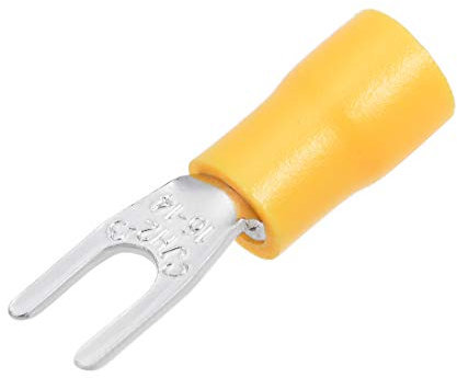 sourcing map 50Pcs SV2-3 Insulated Fork Spade U-Type Wire Connector Electrical Crimp Terminal 16-14AWG Yellow