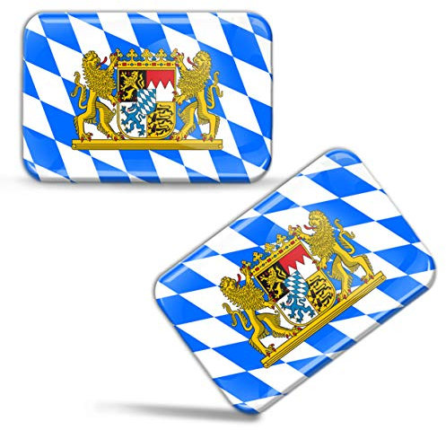 Biomar Labs® 2 x Aufkleber 3D Gel Silikon Stickers Bayern Bavaria Flagge Fahne Flag Länderflagge Auto Motorrad Fahrrad Fenster Tür PC Handy Tablet Laptop F 69