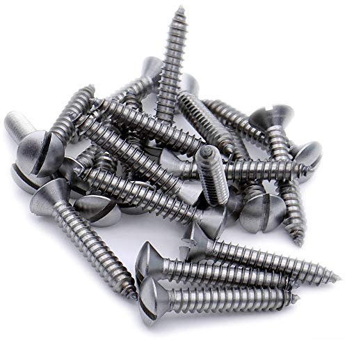 No.10 x 0.375 (4.8mm x 9.5mm) Slot Raised Countersunk Self-Tapping Screw - Stainless Steel (A2) (Pack of 20)