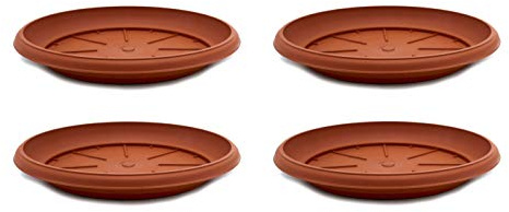 DARO DEKO Kunststoff Blumentopf Untersetzer 4 Stück - Ø 27cm Terracotta