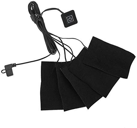 Uxsiya Calentador eléctrico de Tela USB Calentador de Temperatura Ajustable con 5 Almohadillas calefactoras para Acampar al Aire Libre en Invierno