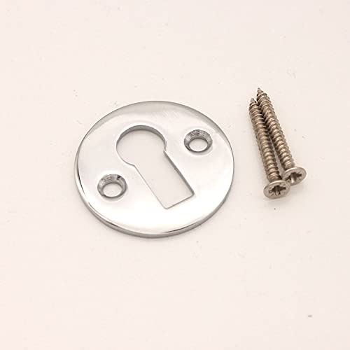 Victorian Standard Profile Open Key Hole Door Lock Plate Cover Escutcheon Lock Security Key Hole Cover in Various Finishes (Polished Chrome)