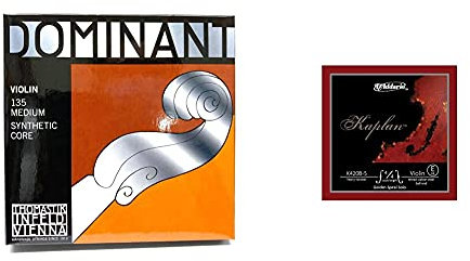 Thomastik Corde per Violino Dominant nucleo di nylon, set 4/4 medium, Mi in acciaio rivestimento alluminio & d'Addario K420B-3 Corda Singola Mi Kaplan Golden Spiral So