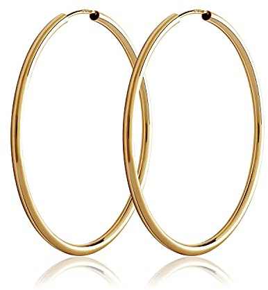 NKlaus Creolen goldene creolen damen 333 gold echt, für Damen, 2 Stück