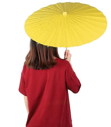 Parapluie en Papier, Ombrelle Chinoise,Parasol en Papier Parapluie décoratif Chinois/Japonais Peinture Bricolage Accessoires de décoration de Parapluie décoratif pour Enfants Peinture(Jaune)