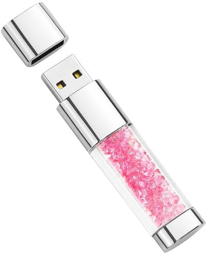 Memoria USB 64GB Cristal Rosa Lindo Unidad Flash USB 2.0 Flash Drive para Almacenamiento de Datos Externos