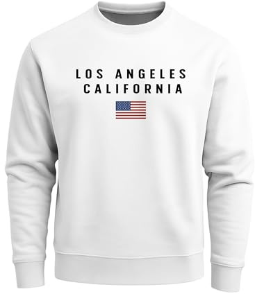 Neverless® Sweatshirt Herren Bedruckt Schriftzug California Los Angeles USA Amerika Flagge Rundhals-Pullover